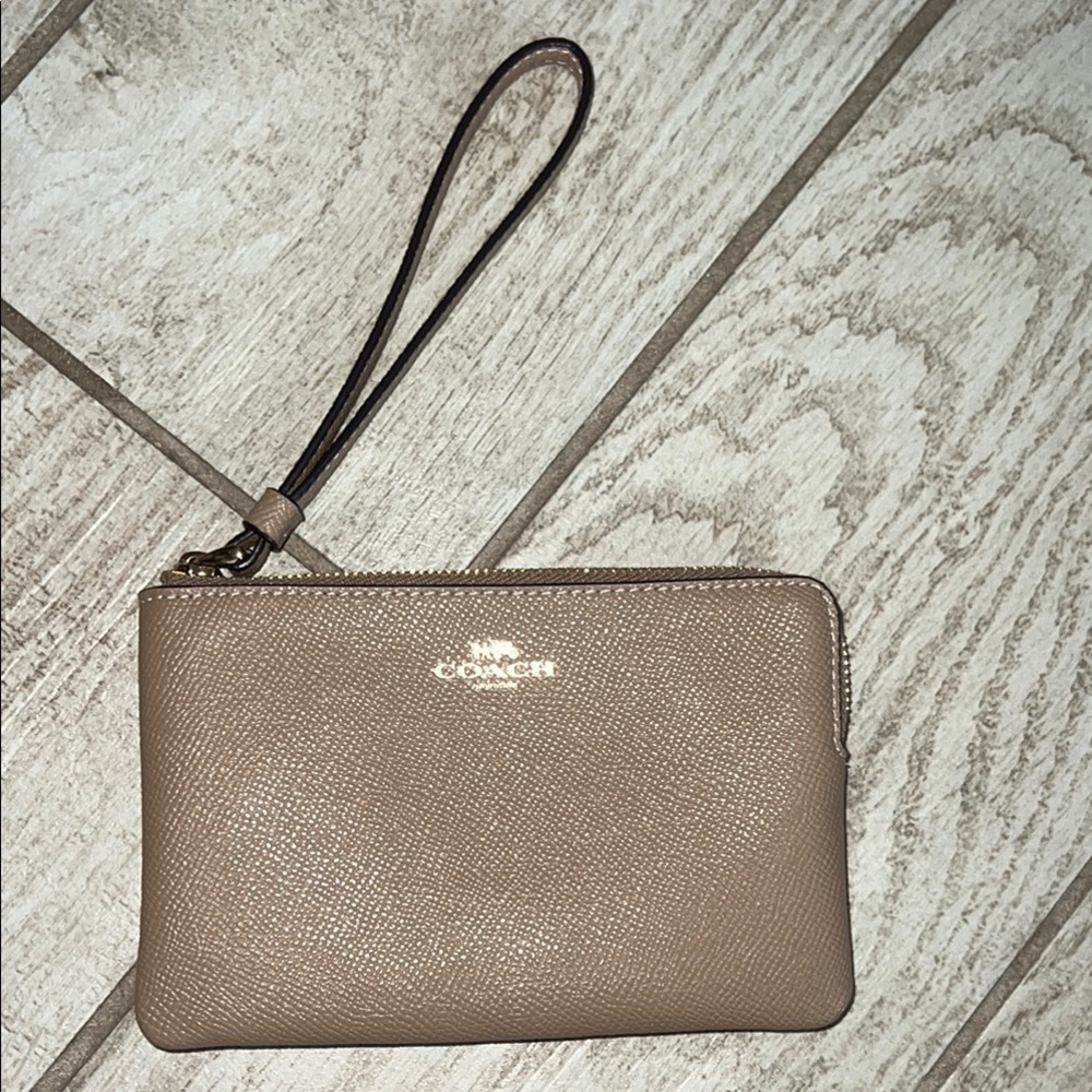 Coach Beige Leather Wristlet